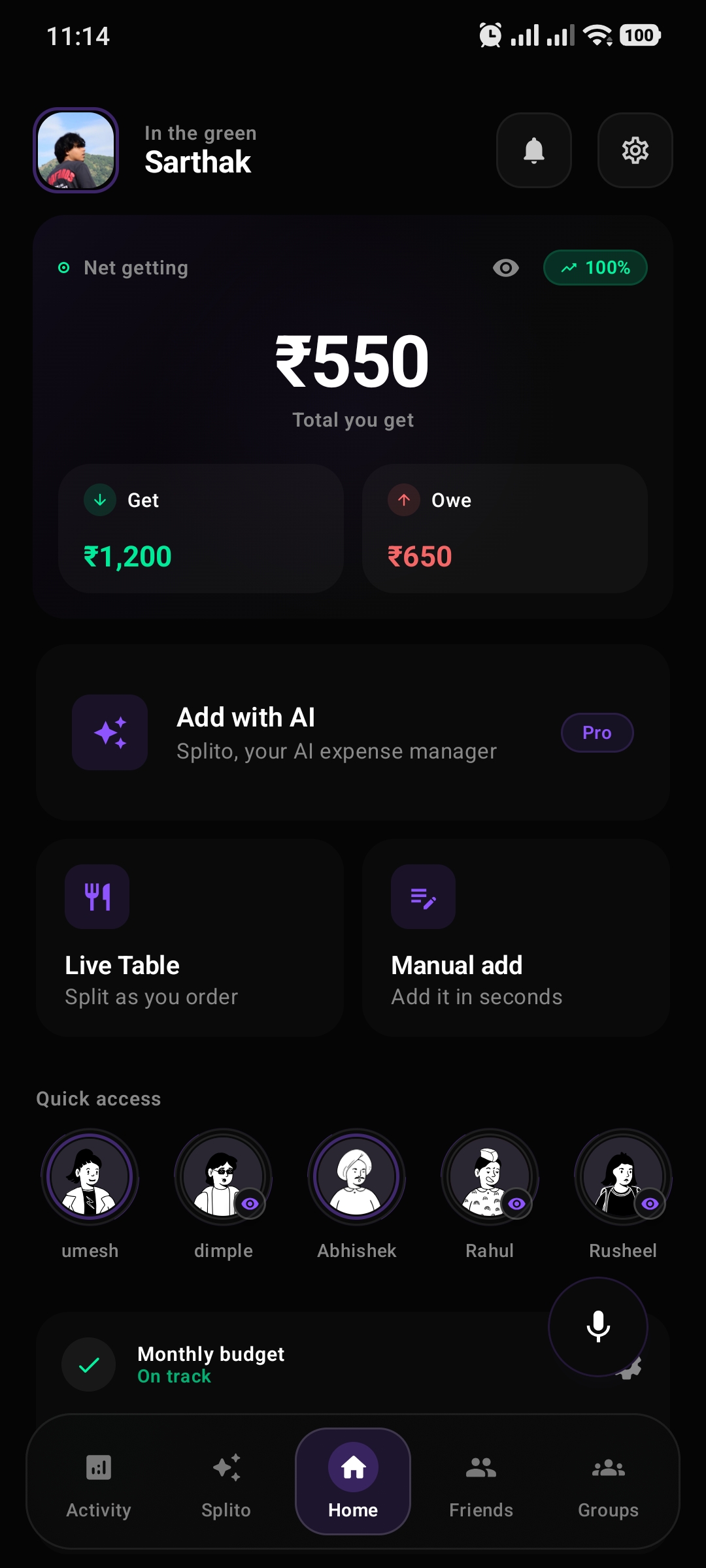 Home Dashboard